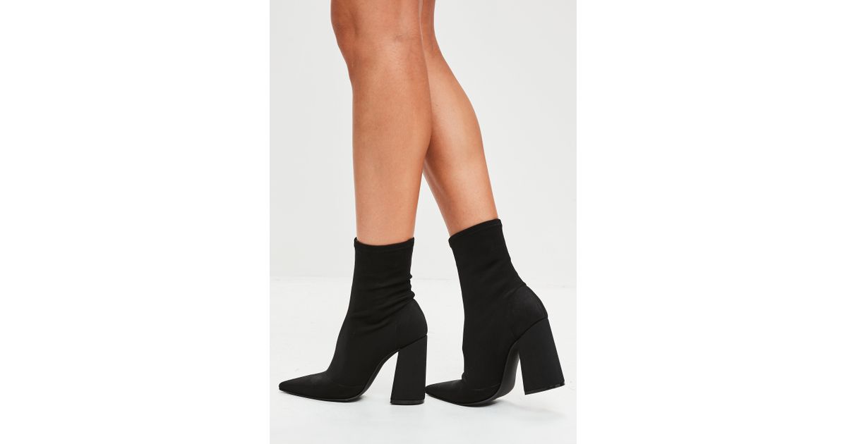 sock boots heels black