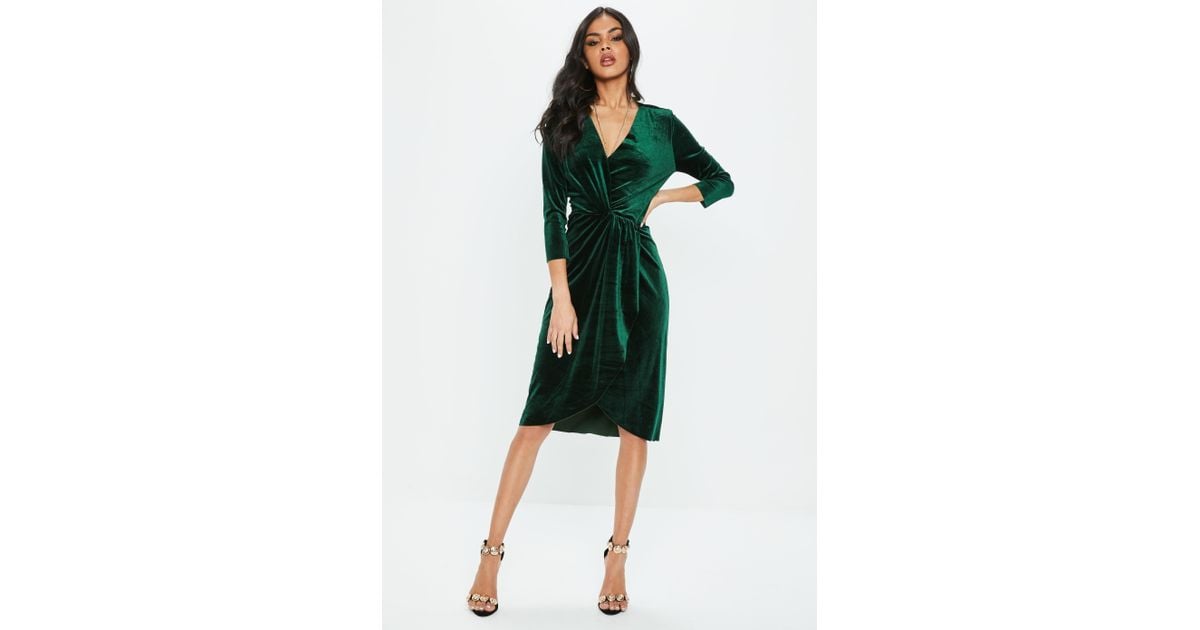missguided velvet wrap dress