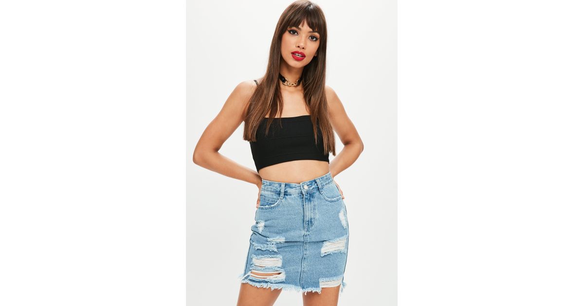 missguided ripped denim skirt