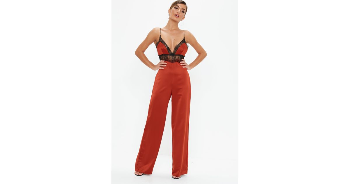 rust satin jumpsuit