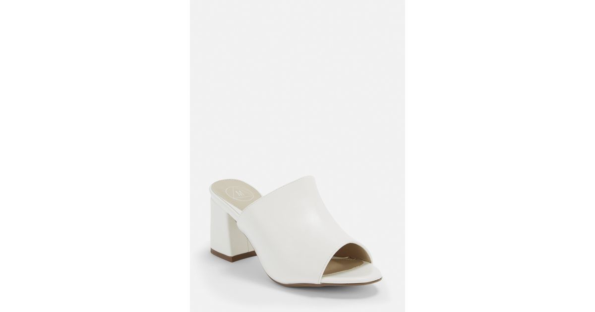 white peep toe mules
