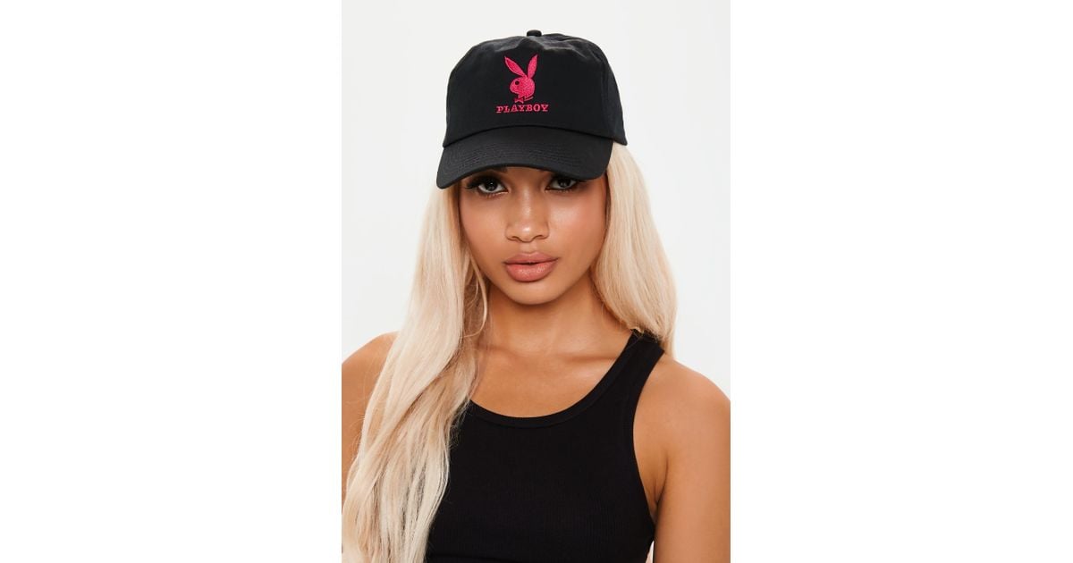 Lyst - Missguided Playboy X Black Neon Pink Bunny Slogan ...