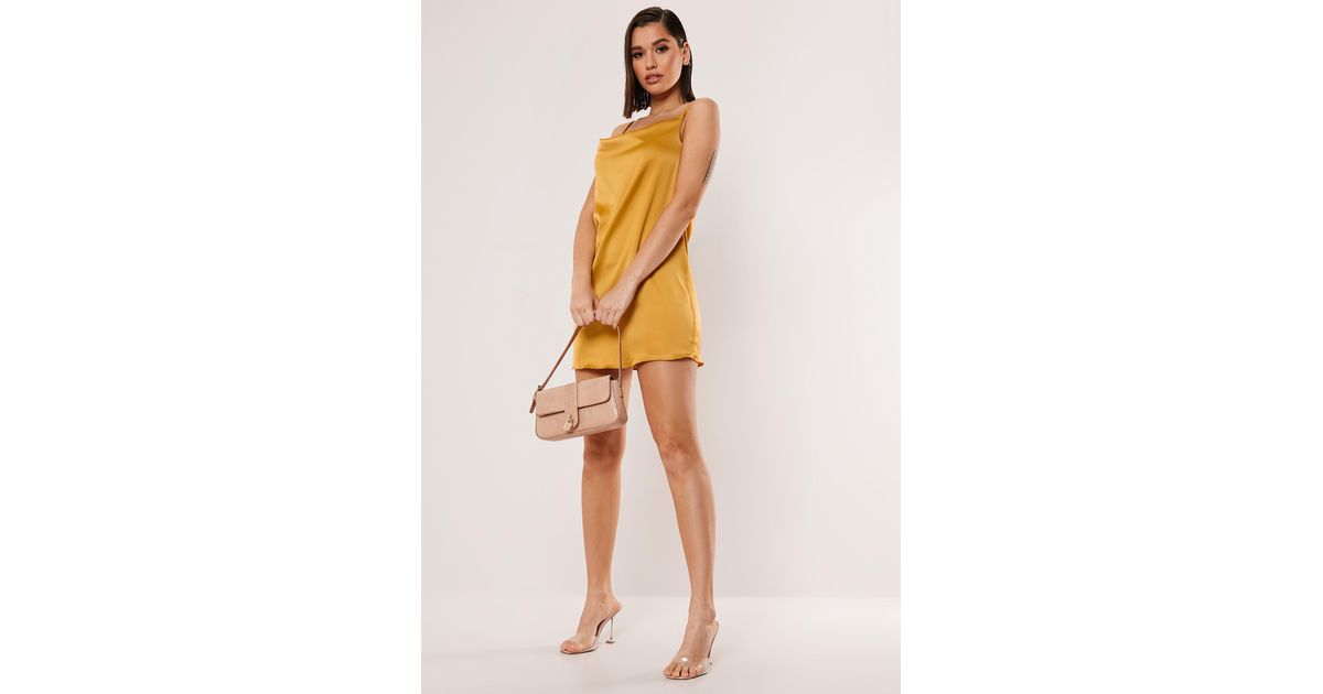 mustard satin dress