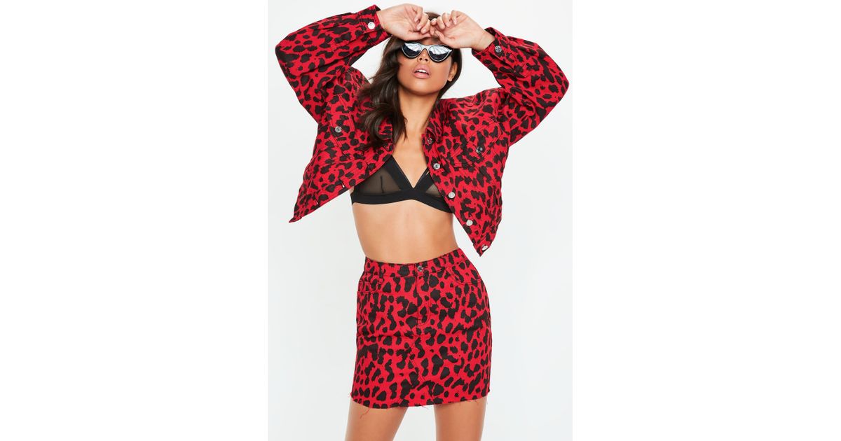 red leopard mini skirt