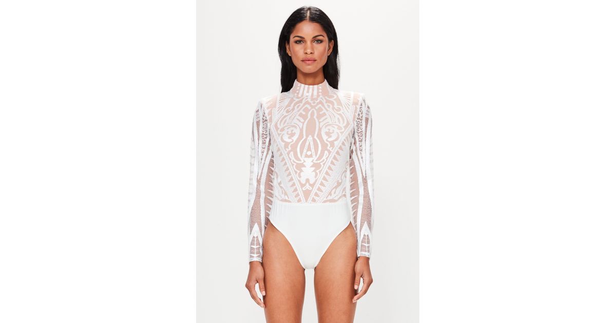 high neck lace bodysuit