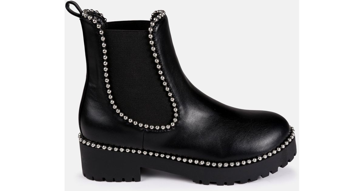 black ball trim chelsea ankle boots