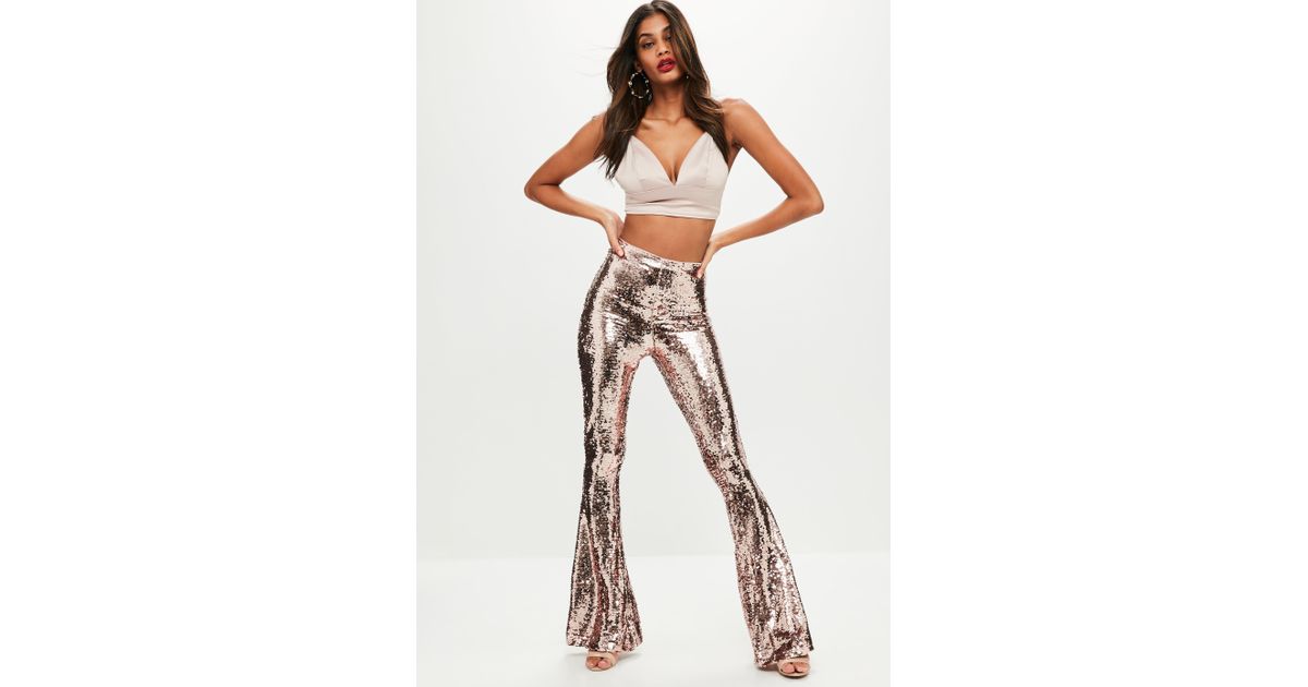 sequin flared pants