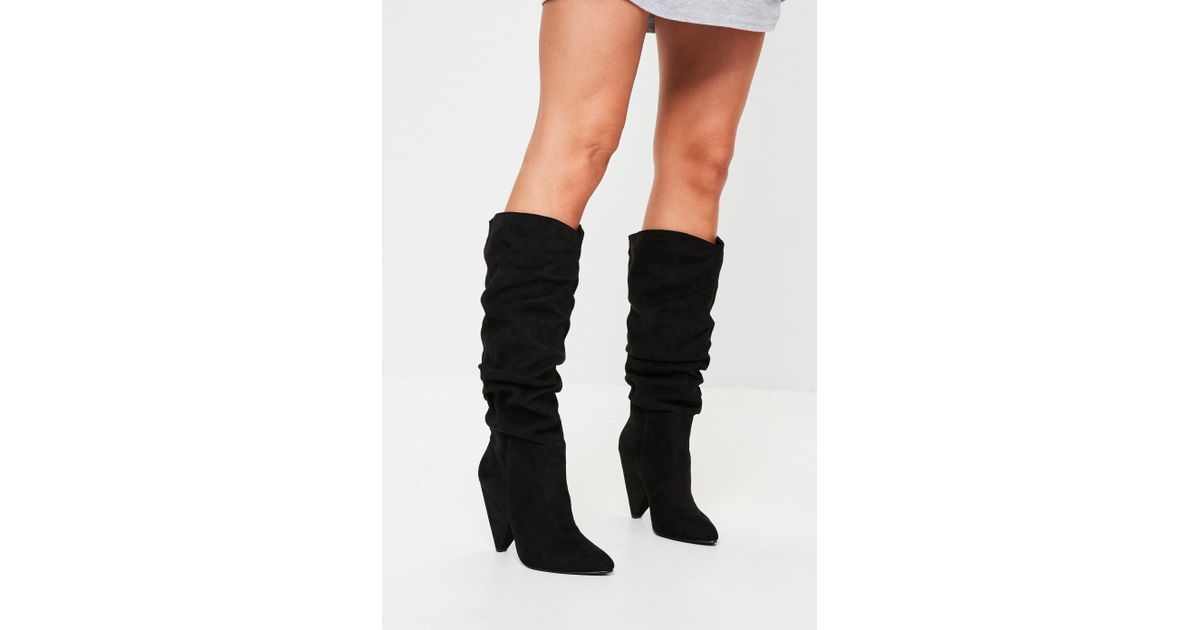 ruched suede boots
