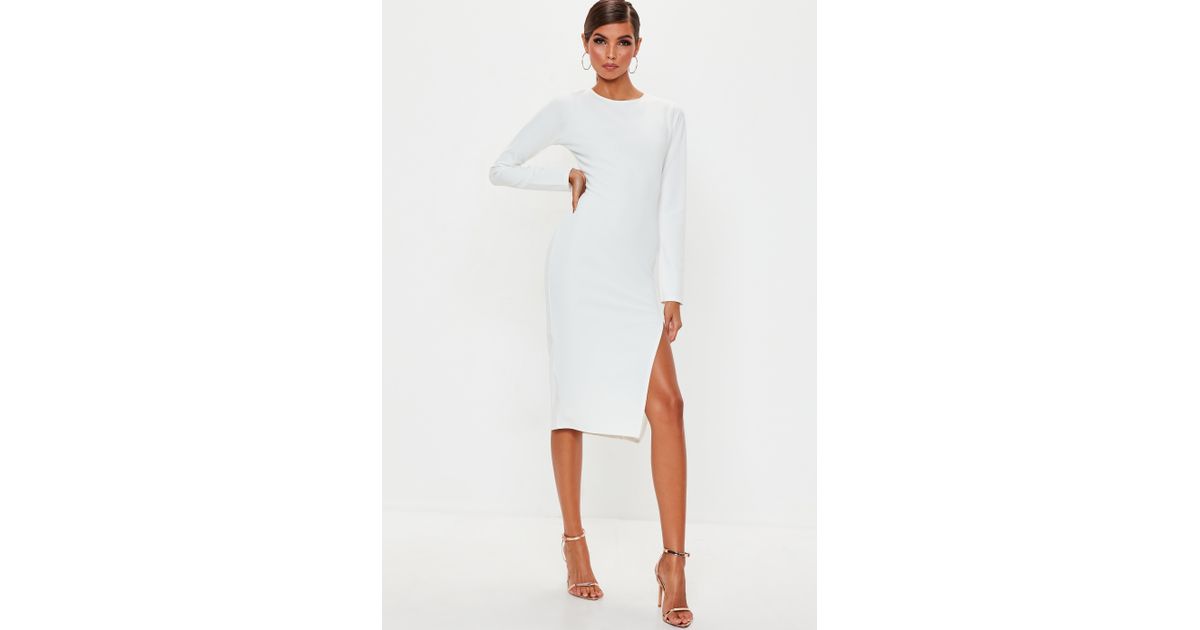 long sleeve split midi dress