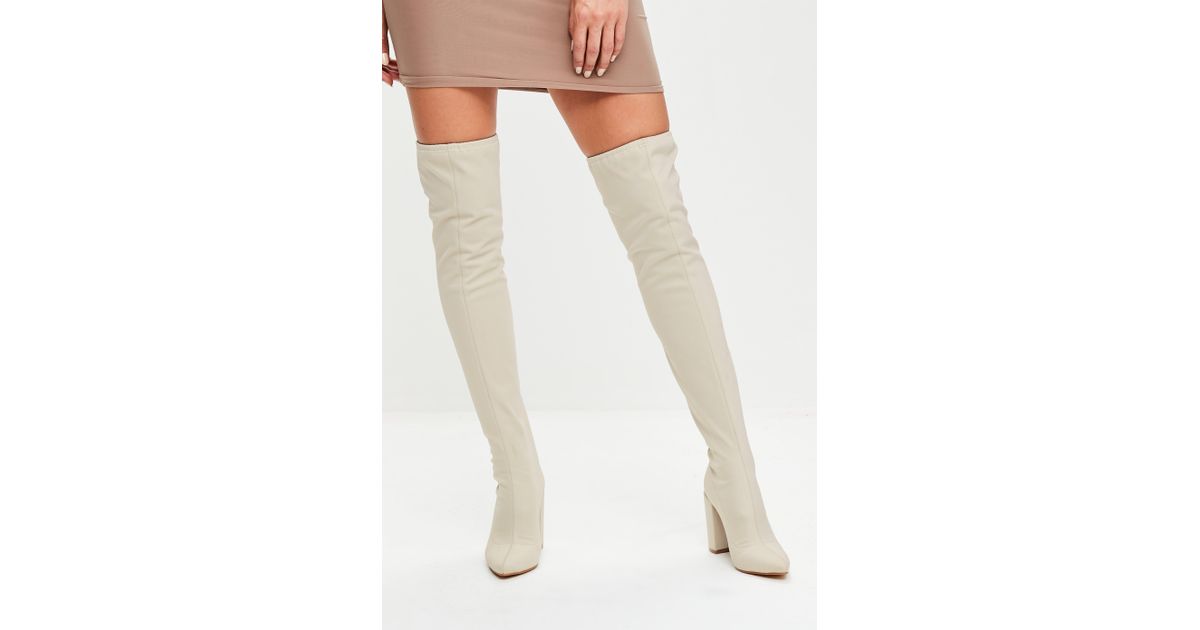 cream thigh boots
