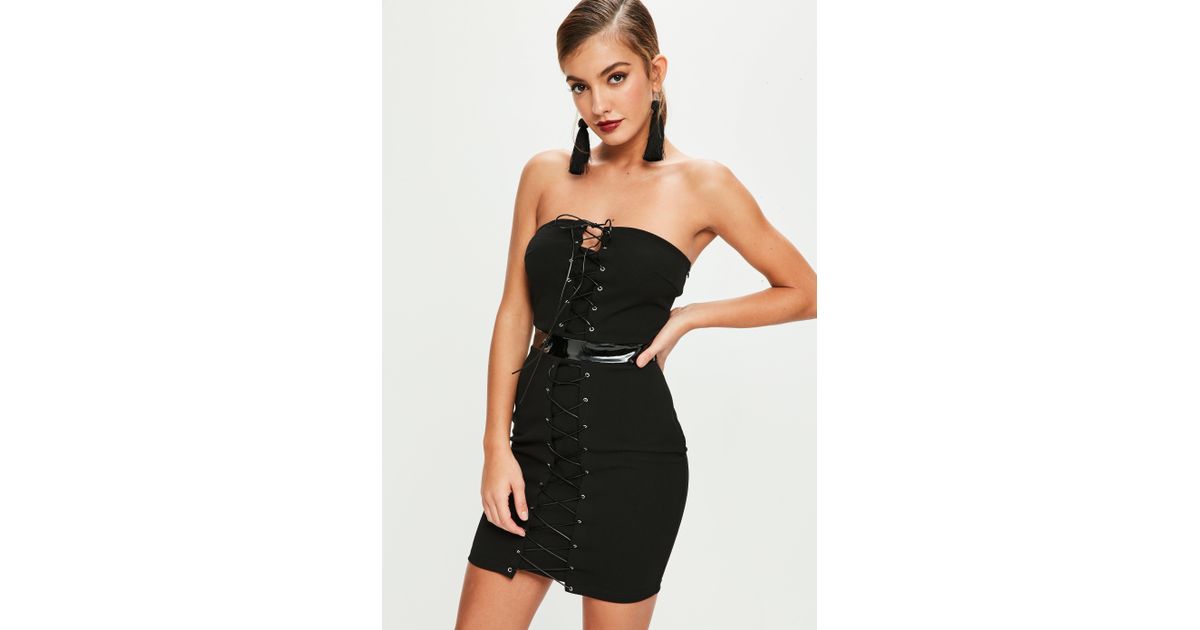 missguided black lace up dress