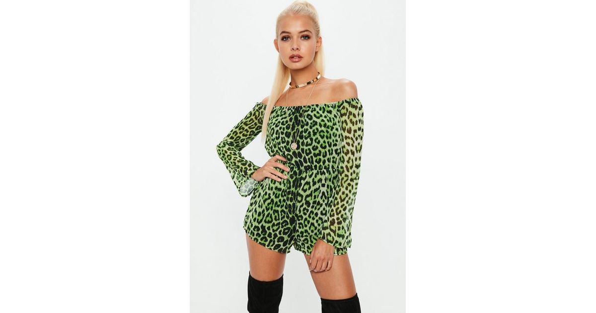 green leopard playsuit