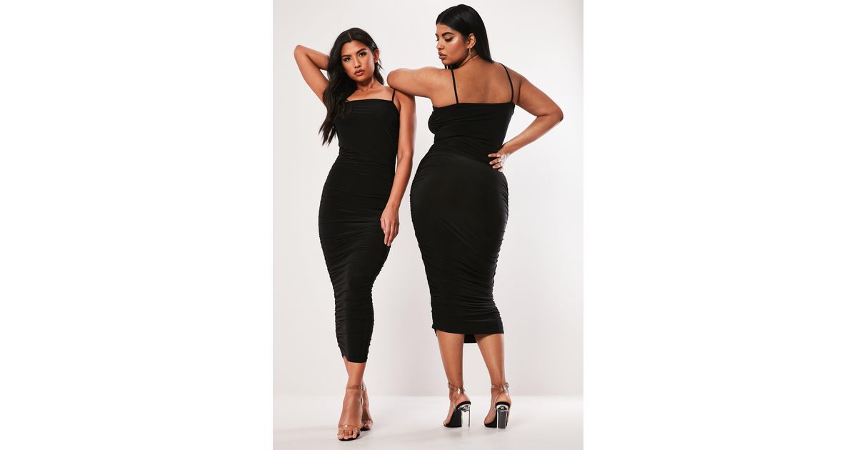 plus size black strappy dress