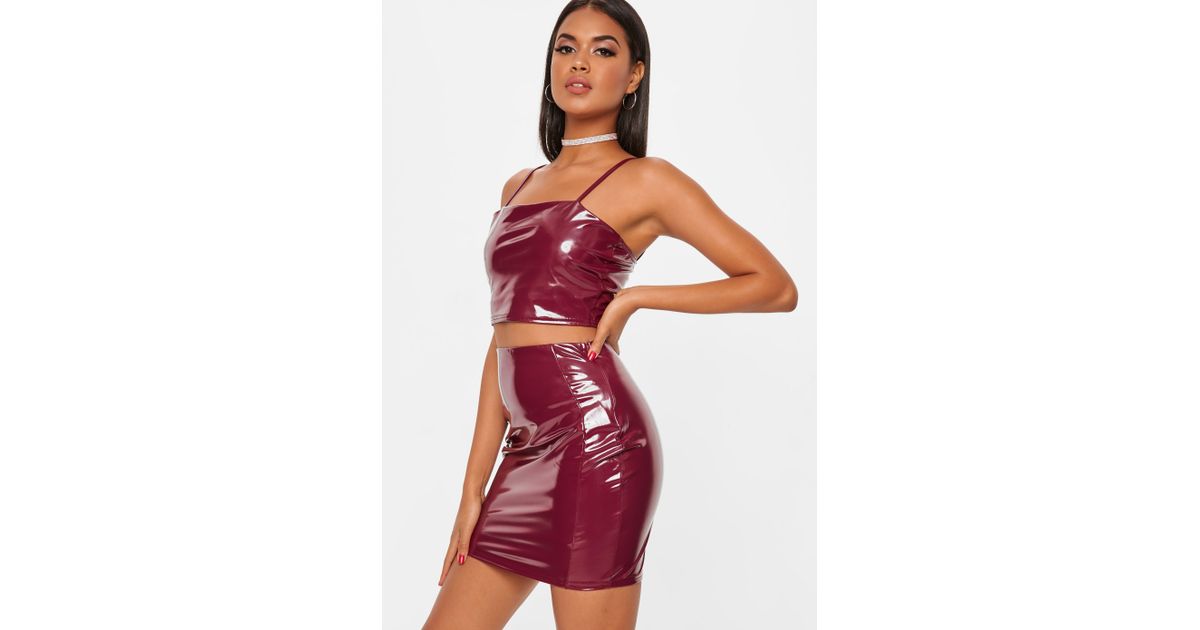 burgundy vinyl dress