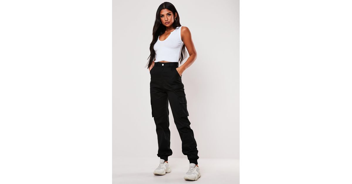 black plain cargo trousers