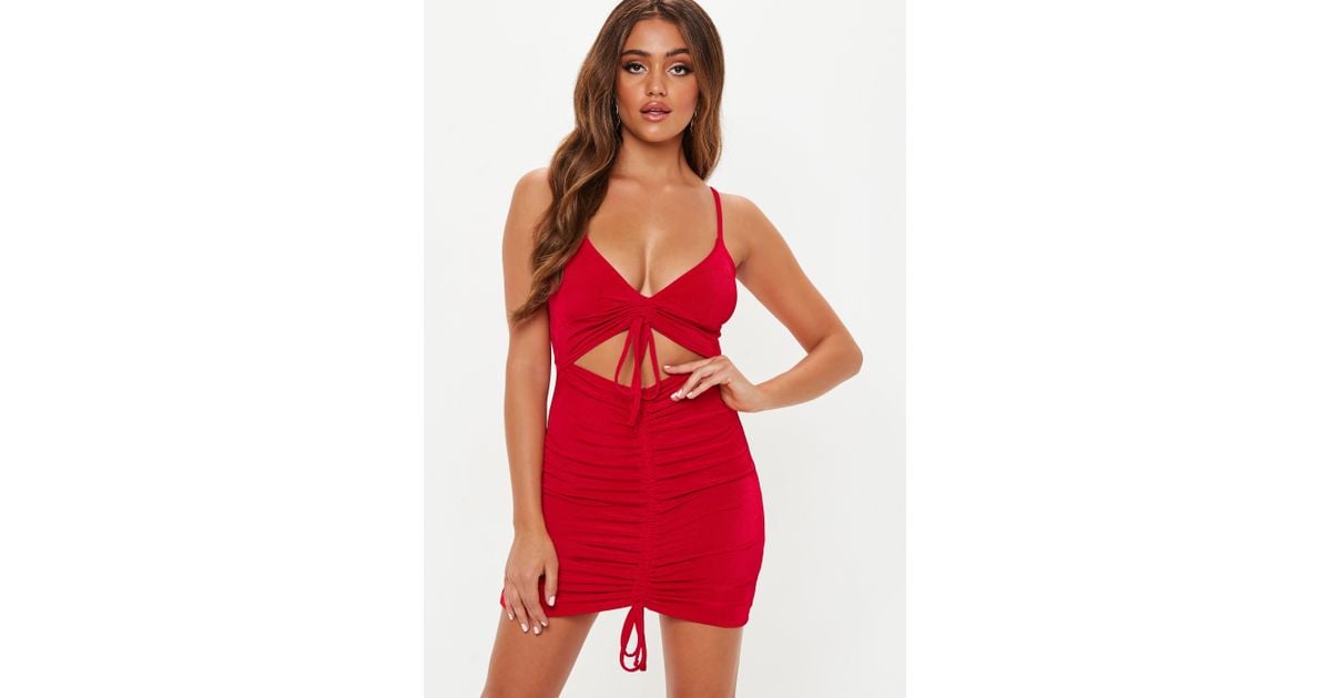 red cut out mini dress