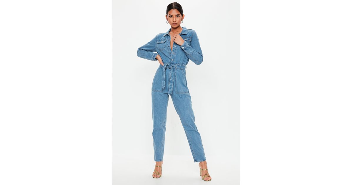 missguided denim playsuit