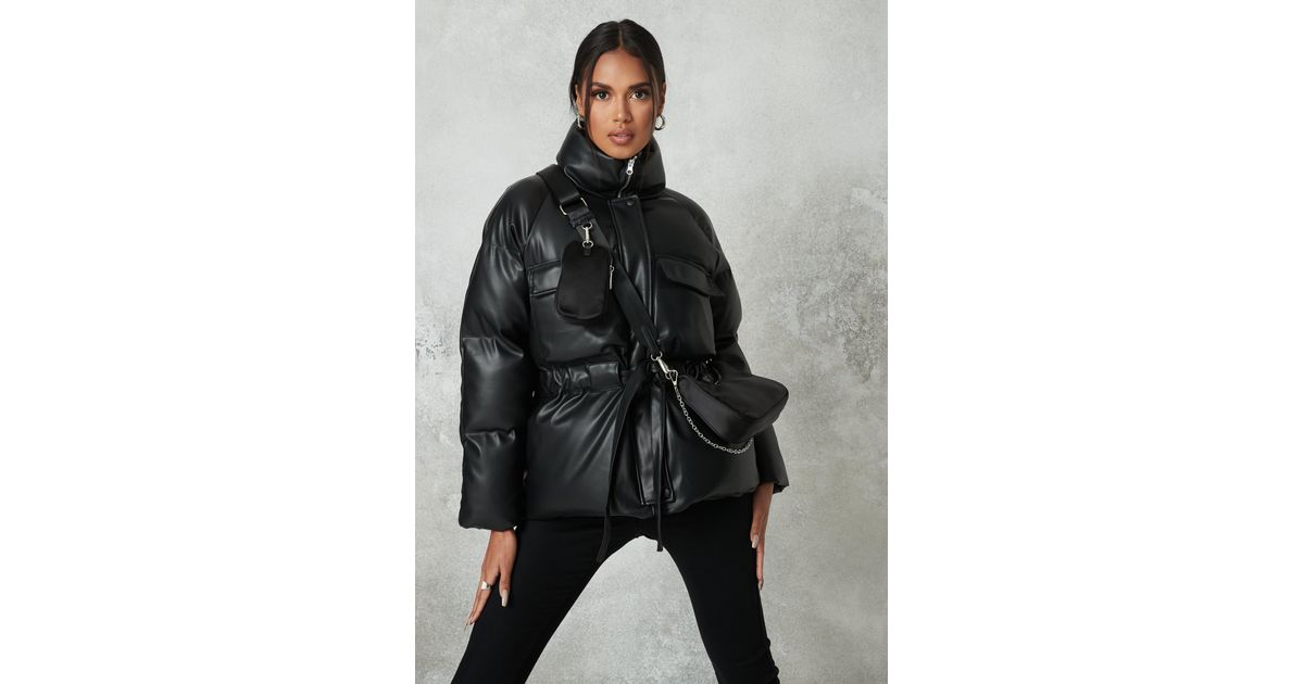 missguided gathered waist pocket puffer