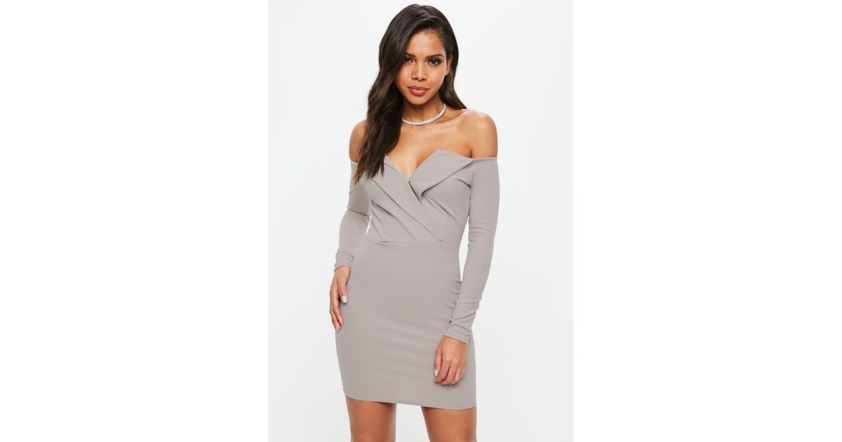 bardot foldover wrap dress