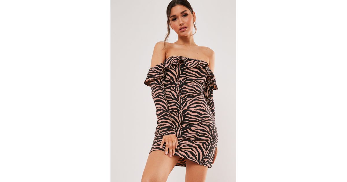 zebra print bardot dress