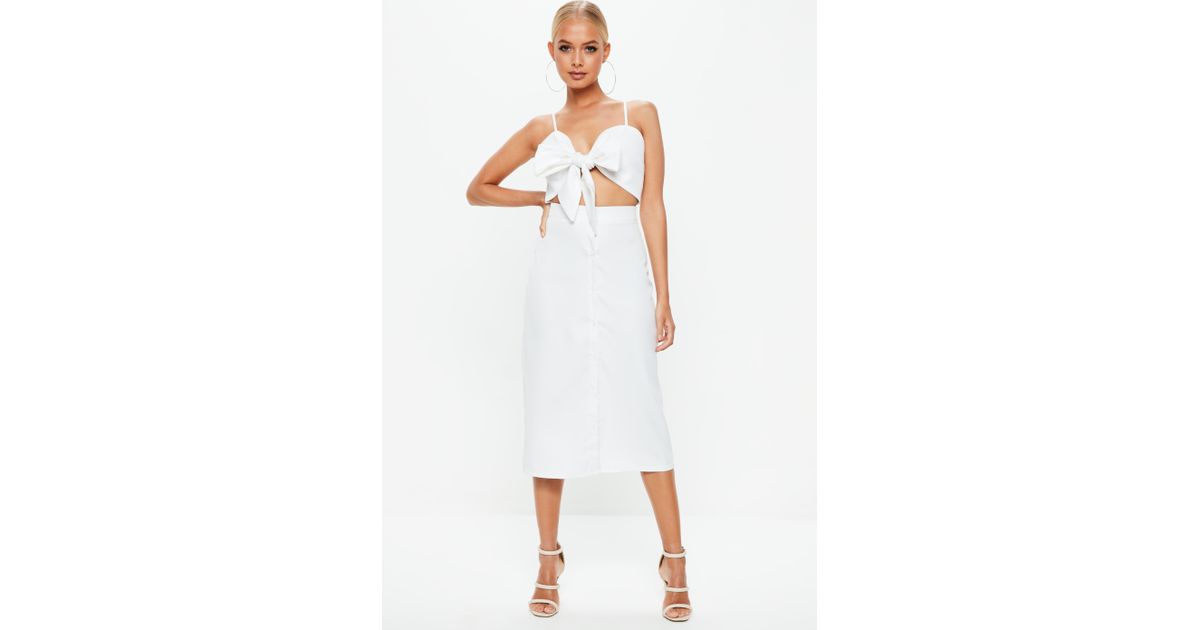 tie front button down midi dress