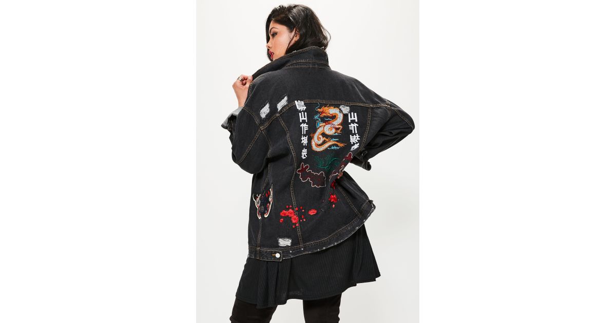 plus size oversized black denim jacket