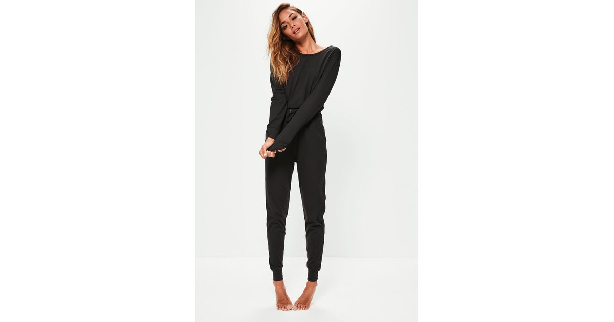 black casual loungewear jumpsuit