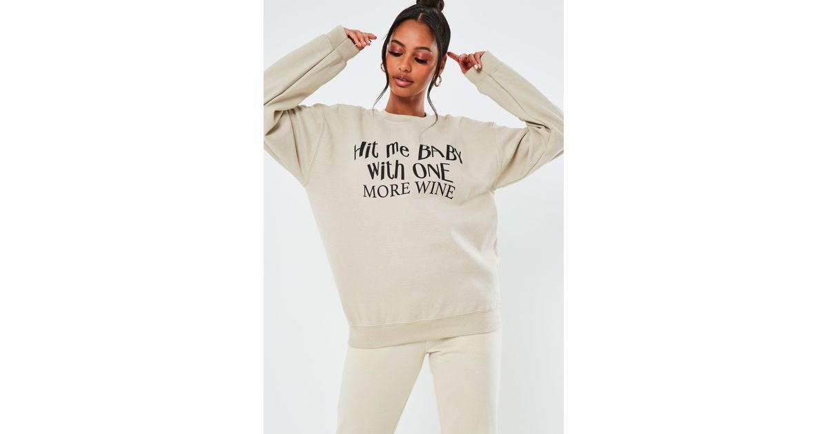 sand missguided slogan washed sweatshirt