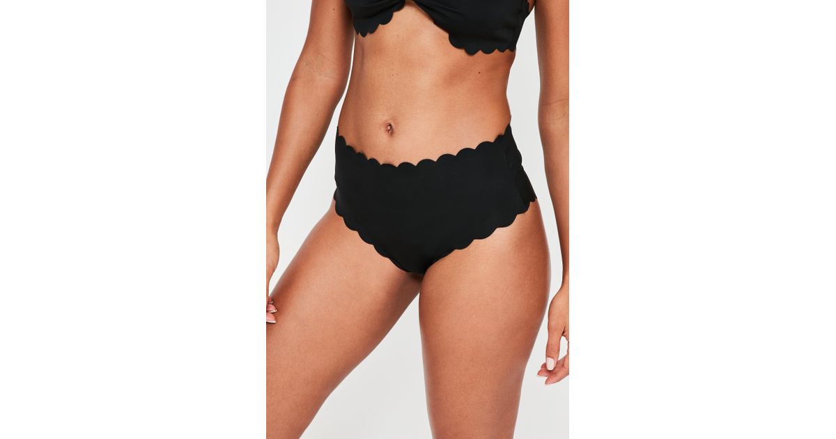 scalloped high waisted bikini bottoms