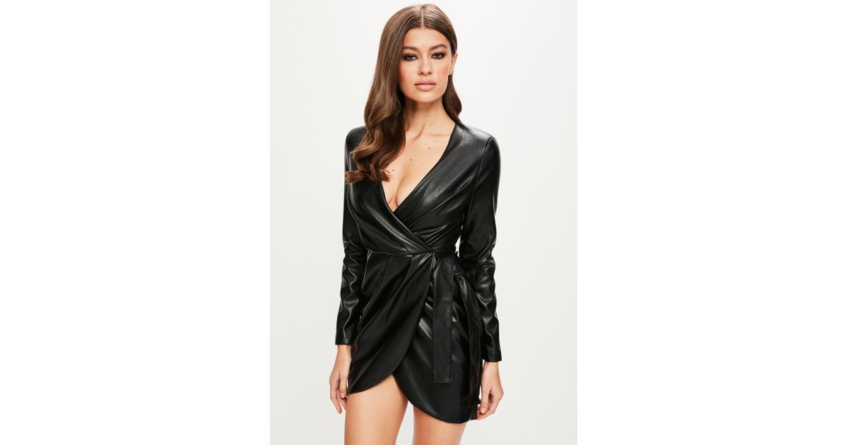 long sleeve faux leather dress