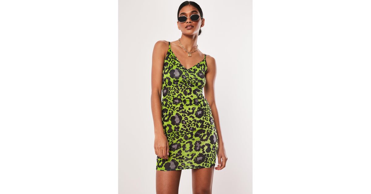 neon green leopard print dress