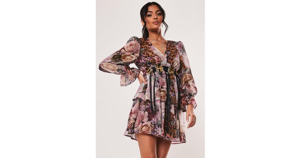 floral leopard print dress