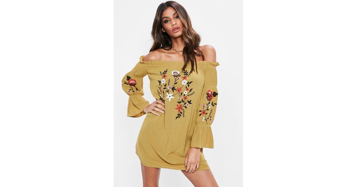 khaki bardot dress