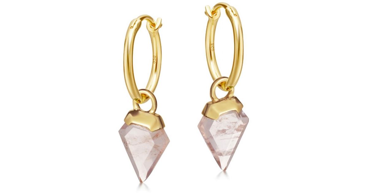 Missoma Rose Quartz Gold Mini Shield Hinged Hoops in Metallic Lyst UK