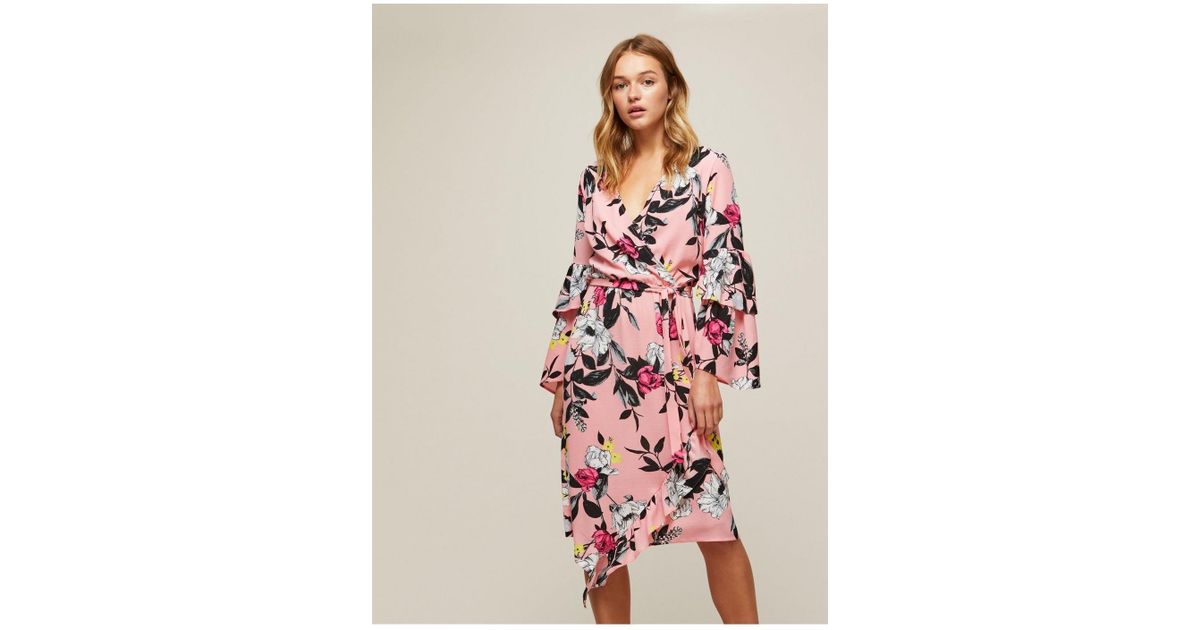 miss selfridge pink wrap dress