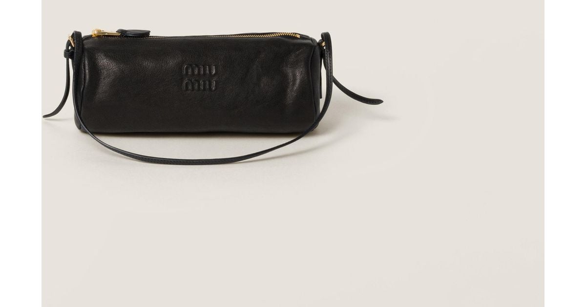 Miu Miu Nappa Leather Pouch in Black | Lyst
