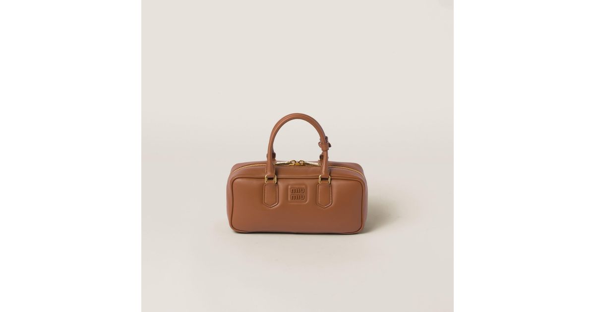 Miu Miu Arcadie Leather Bag in Brown | Lyst