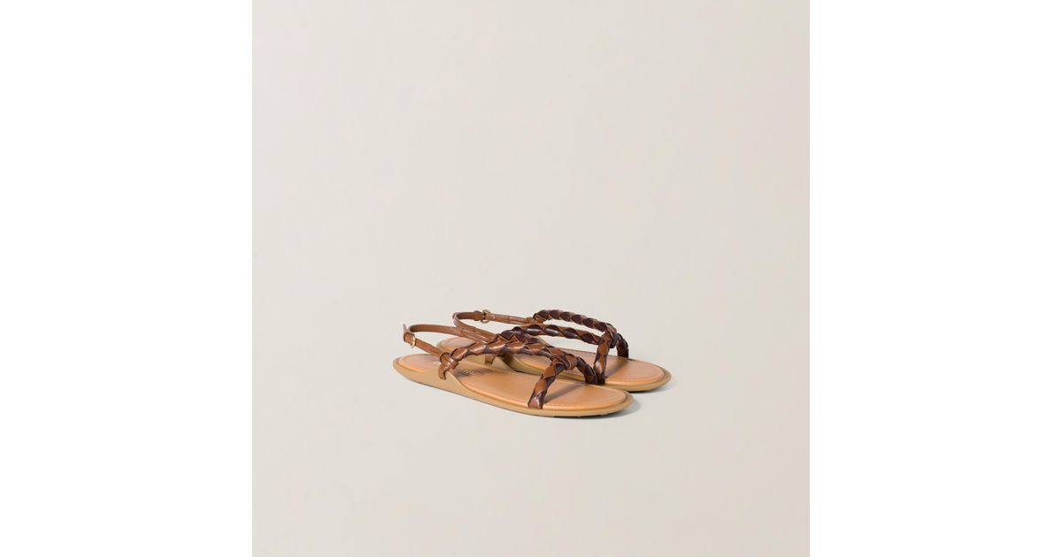 Miu Miu Braided Leather Sandals | Lyst