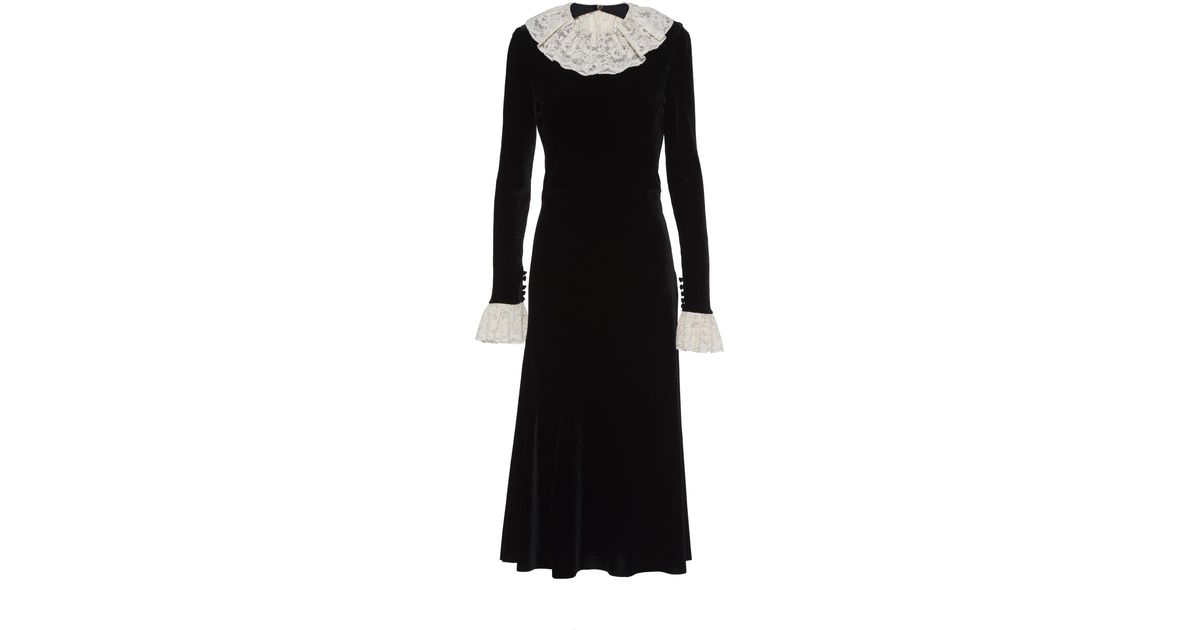 Miu Miu Velvet Midi-dress in Black | Lyst