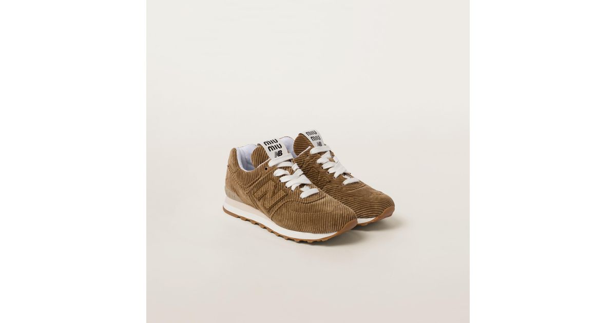 スニーカー (W) New Balance x Miu Miu 574 Striped Velvet Sneakers Miu Miu New Balance X Miu Miu 574 Striped Velvet Sneakers in