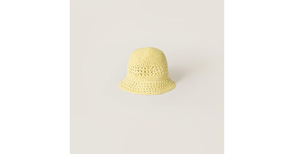 Miu Miu Woven Fabric Hat in Yellow | Lyst display picture 2