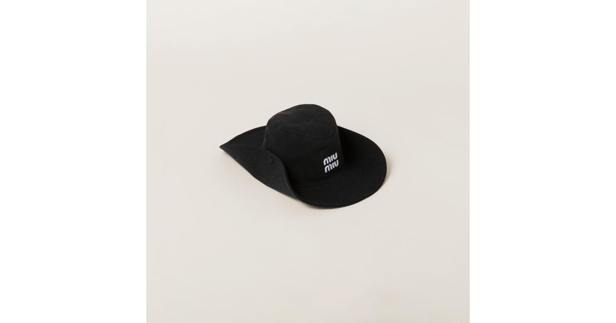 Miu Miu Denim Hat in Black | Lyst