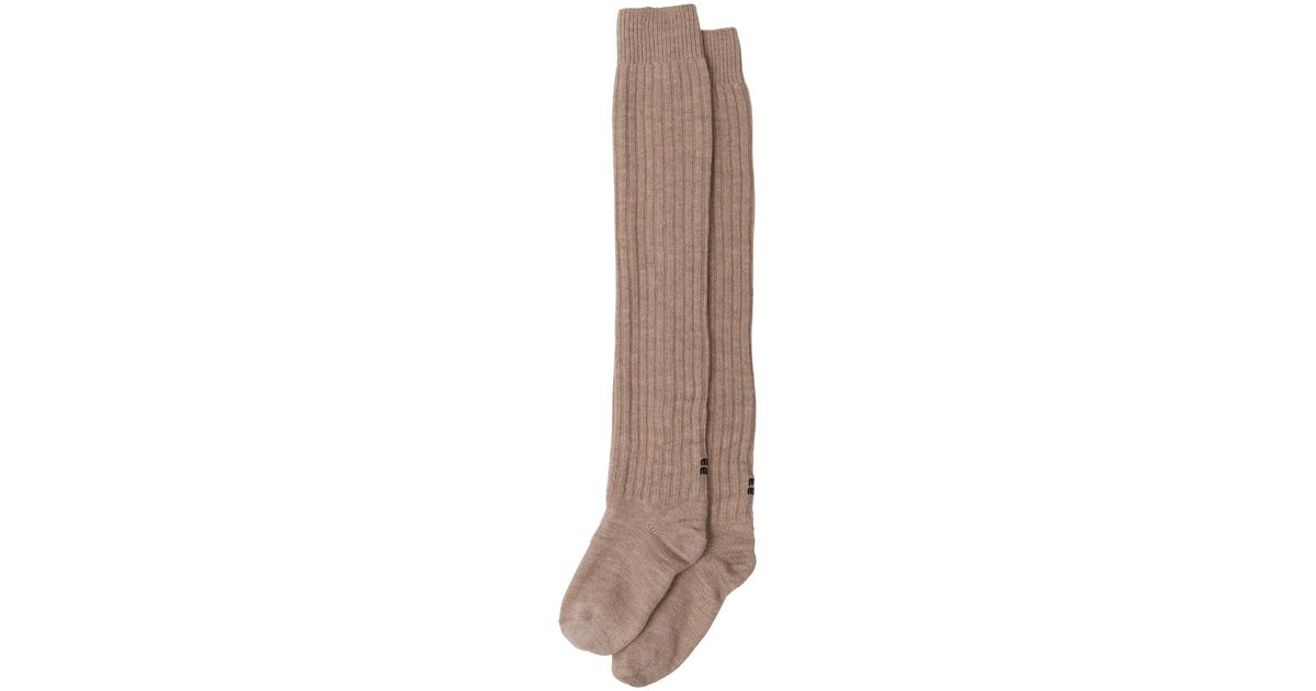 Miu Miu Wool Over-the-knee Socks in Brown | Lyst