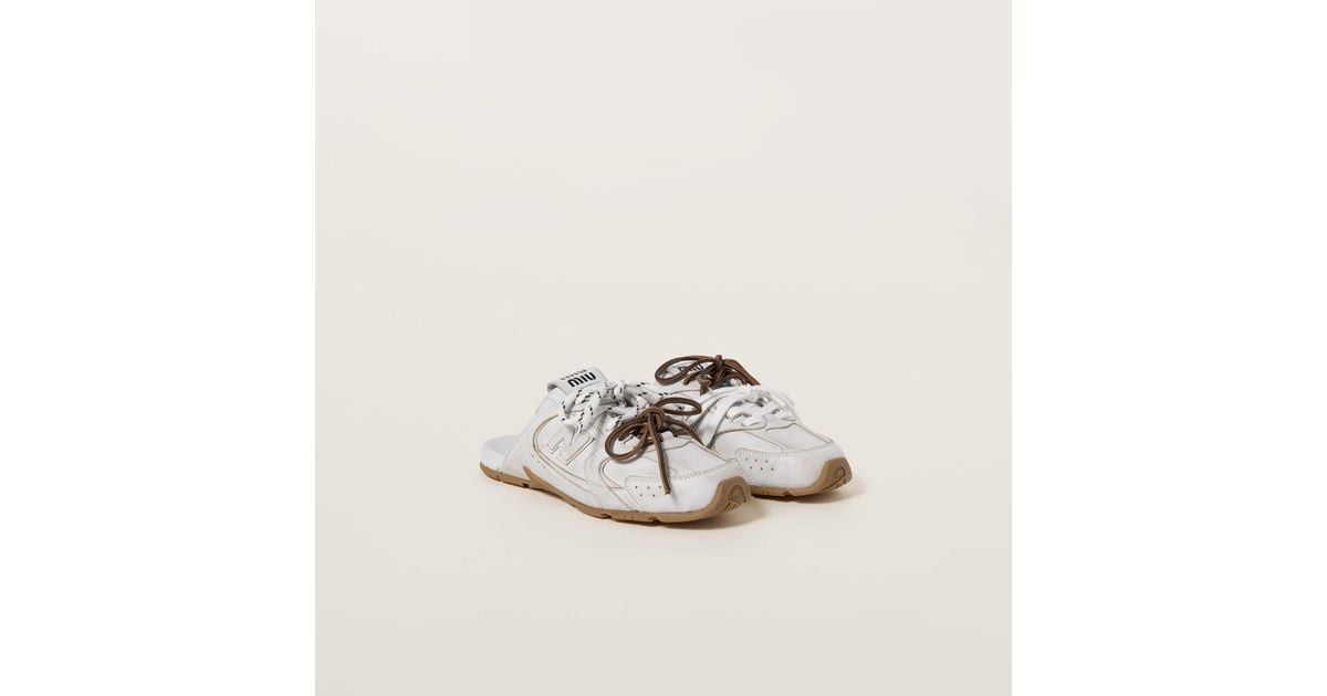 New Balance X Miu Miu 530 SL deco calf leather mules＊送料込 Black New Balance X Miu Miu 530 Sl Deco Calf Leather Mules