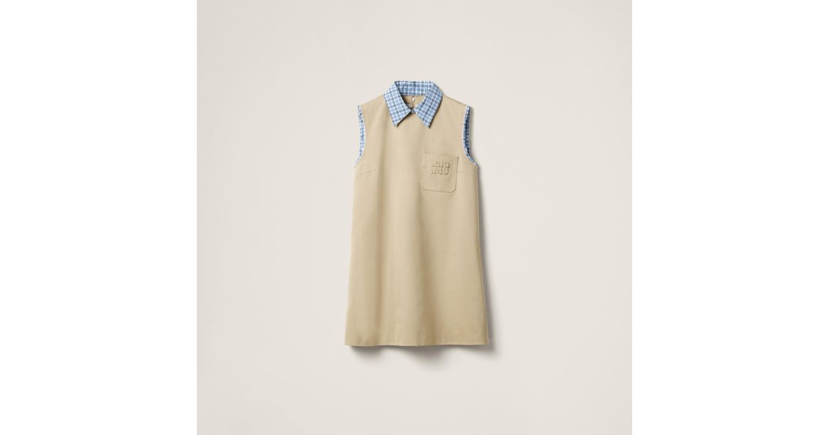 Miu Miu Chino Mini-Dress in Natural | Lyst