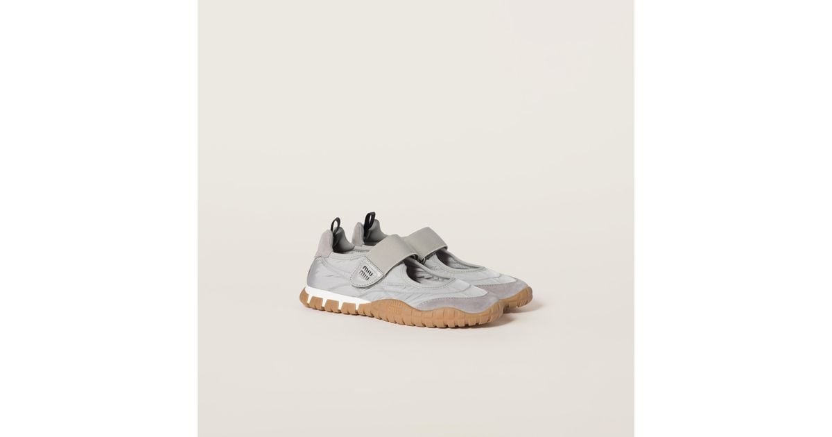 MiuMiu直営◆国内完売Tyre technical fabric & suede ballerinas Miu Miu Tyre Technical Fabric And Suede Ballerinas in