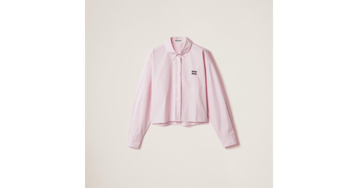 Tシャツ・カットソー MiuMiu FW25 Pink poplin shirt (MK1971SOOO10RG F0028) Tシャツ・カットソー MiuMiu FW25 Pink poplin shirt