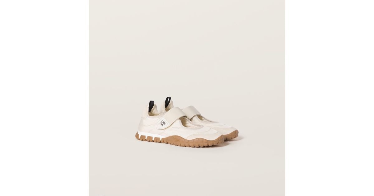Miu Miu Tyre Technical Fabric And Suede Ballerinas in
