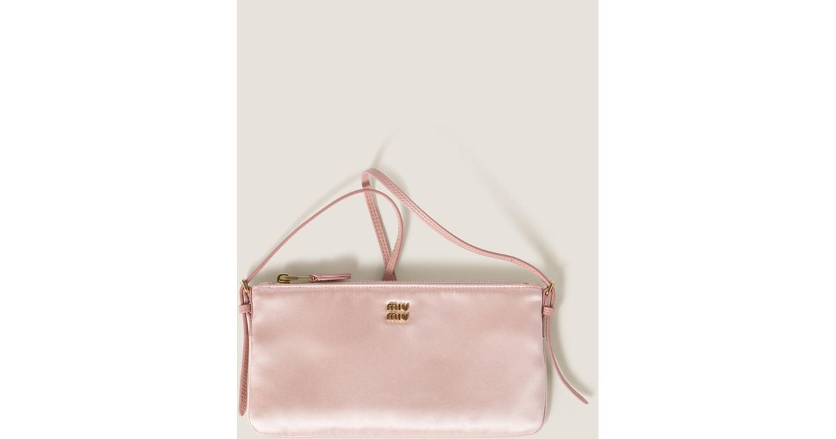 Miu Miu Satin Mini Pouch in Pink | Lyst