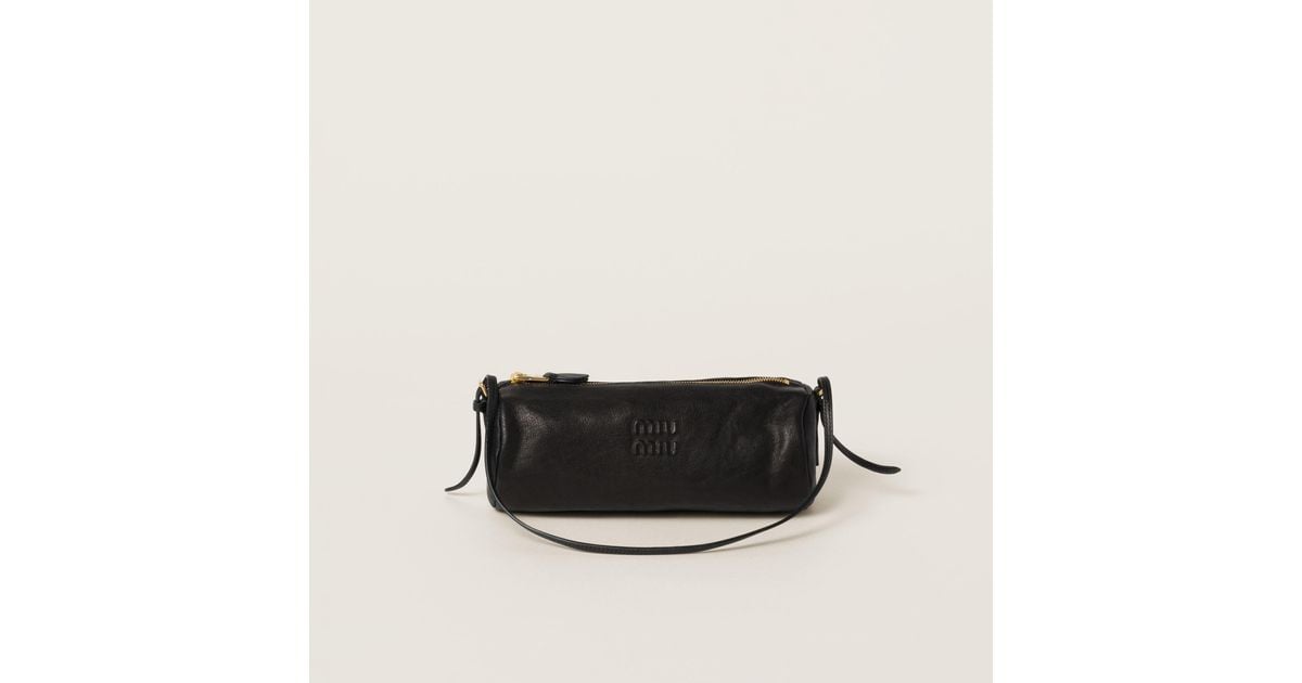 Miu Miu Nappa Leather Pouch in Black | Lyst